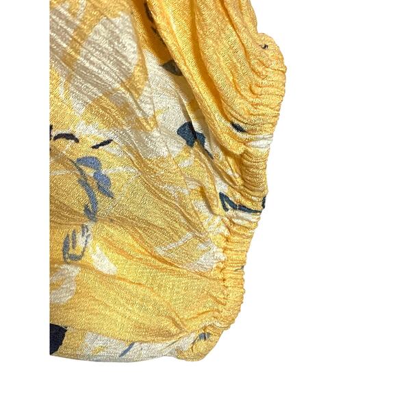 Zac & Rachel Yellow Blouse Top L Prairie Cottagecore Floral Peasant Boho Flowy - Picture 4 of 10